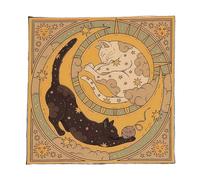 Lune Chats Motif Astrologie Nappe Autel Tissu Carré Divinations Carte Nappe Sorcellerie Deck Divinations Carte Décoration Murale