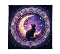 Lune Chats Motif Astrologie Nappe Autel Tissu Carré Divinations Carte Nappe Sorcellerie Deck Divinations Carte Décoration Murale