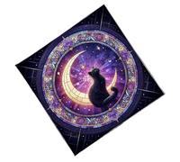 Lune Chats Motif Astrologie Nappe Autel Tissu Carré Divinations Carte Nappe Sorcellerie Deck Divinations Carte Décoration Murale