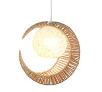 Lune créative Suspension Ligh Corde de Chanvre Tissage Abat-Jour Lampe Suspendue Luminaire Plafonnier Lustre Décoratif Éclairage de Chevet pour Chambre, Salon