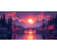 Lune Diamond Painting Adulte, Diamond Painting Montagne Broderie Diamant 5D DIY Diamant Cristal Strass Point de Croix Loisirs Créatifs Adultes pour Decoration Murale, Cadeau Femme 50x100 CM -bby26038P