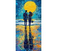 Lune Diamond Painting Couple Peinture Diamant Adulte Point de Croix Activité Manuelle Adulte Mosaique Loisir Creatif Peinture Diamant Diamond-Painting Enfant, pour Decoration Automne 20x40cm F - 641