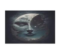 Lune Dieu Puzzles en Bois 1000 Pièces pour Adultes, Matériaux Recyclables De Qualité Supérieure Puzzle, Jeu en Famille, （75×50cm）