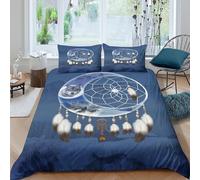 Lune dreamcatcher Housse de Couette 3 Pièces Imprimé en 3D Facile d'entretien Native american Parure de Lit avec Taie d'oreiller Hypoallergique for Enfants Garçons Filles Super king（260x220cm）