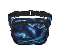 Lune Étoiles et Planètes Imprimé Unisexe Carré Double Couche Sac À Bandoulière Sac À Bandoulière Sac De Voyage Accessoire D'Entraînement, Noir, Taille Unique, noir, One Size