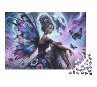 Lune Fée Fantastique Puzzle 1000 pièces Difficile pour Adultes Fée Sombre Papillon Clair de Lune Premium Épais Robuste Haute Qualité Vibrant Défiant Relaxation Antistress 70x50cm/1000pcs