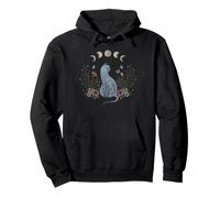 Lune Fleurs Chat Mystique Whimsigoth Art Episodique Dessin Sweat à Capuche