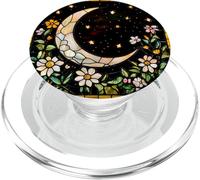 Lune Fleurs Floral Etoiles Modele Imprime PopSockets PopGrip pour MagSafe