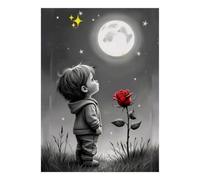 Lune Garçon Rose Jigsaw Puzzle, 1000 Pcs Indoor Adult Game | 70x50cm Carton, Exercice Mental, Ajustement Précis, Amateurs D'art, Réduction Du Stress