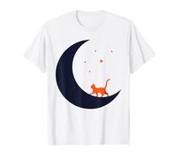 Lune Nocturne enchantée avec Chat Orange T-Shirt
