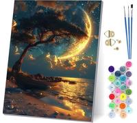 Lune Peinture Numero Adulte, Peinture par Numero Adulte Arbre, DIY Loisirs Créatifs Adultes, Paint by Numbers for Adults Kits avec Pinceaux et Peinture Acrylique, Décoration Maison 40x50cm W-5302