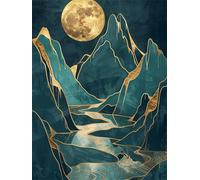 lune Peinture par Numéro Adulte avec Cadre, 70x50cm Peinture par Numero Adulte Loisir Creatif, DIY Montagne Peinture Numero Enfant Débutants, avec Peintures et 3 Pinceaux, Decoration Murale Maison