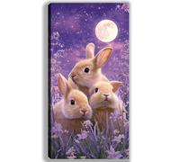 Lune Peinture par Numero Adulte Lapin Peinture Numero Adulte et Enfant, DIY Paint by Numbers avec 50x100cm Toile + Acryliques + Pinceaux + Images de Référence, Decoration Chambre, Cadeau Femme, -fu90u