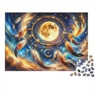 Lune Plume Rêve Puzzle, 1000 Pièces pour Adultes Haute Qualité | 52x38cm Fans De Puzzle, Cadeau D'anniversaire, Carton, Pensée Logique, Ajustement Serré