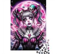 Lune Rose Costume Gothique Puzzle 1000 Pièces Puzzle pour Adultes Nuit Déco Maison Cadeau 52x38cm/1000pcs