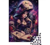Lune Sorcière Crâne 1000pcs Mini Puzzle pour Adultes Difficile | 38x26cm Carton Décor Salon Structure Durable Cadeau Anniversaire Relaxation