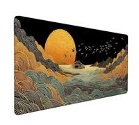 Lune Tapis de Souris XXL 60x30cm, Tapis Souris Jaune sous Main Bureau avec Bords Cousus, Imperméable Mouse Pad Base en Caoutchouc Antidérapant Surface pour Gamer, PC, Cadeau Femme -lsy2603DG