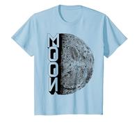 Lune Terre Satellite Espace Vintage Planète Rétro Astronaute T-Shirt, Enfant, Bleu Céleste, 12 Ans