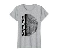 Lune Terre Satellite Espace Vintage Planète Rétro Astronaute T-Shirt, Femme, Gris Chiné, S