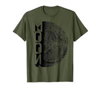 Lune Terre Satellite Espace Vintage Planète Rétro Astronaute T-Shirt, Homme, Olive, M
