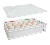 LUNEDA Bac avec couvercle 60 x 40 x 10 cm pour pâte à levure professionnelle - Conteneur fabriqué en Italie empilable pour pain, pizza, panetti, restaurant, pizzeria, four