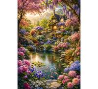 Luneko Puzzles de Noël pour adultes - 1000 pièces - 70 x 50 cm | Puzzles exigeants difficiles Coucher de soleil Sgarten Refugium du paysage de montagne Puzzle 1000 pièces