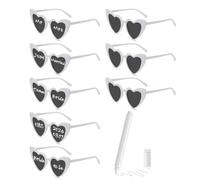 Lunette Coeur, 8pcs Lunettes de Soleil Cœur avec Marqueur Blanc, DIY Lunettes de Soleil, Lunette EVJF, Accessoires de Fête pour Mariage Party Anniversaire Noël Cosplay