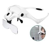Lunette De Loupe 2 Lumières Led 5 Lentilles Lunettes Grossissantes Ajustable,Interchangeable1.0x,1.5x,2.0x,2.5x,3.5x ,Tissu Nettoyage