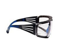Lunette de Protection 3M SecureFit 400 branches bleues/grises avec insert, revêtement AB Scotchgard, incolore SF401SGAF-BLU-F