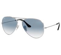 Ray-Ban Lunettes de soleil unisexes monture argentée, verres dégradés bleu clair, 55 mm, Argenté, Small