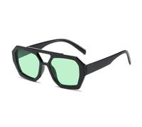 Lunette De Soleil Carré Vintage lunettes De soleil femme grand cadre lunettes De soleil femme mode extérieur bonbons couleurs miroir Oculos De Sol(Black Green)