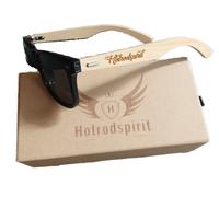 Lunette De Soleil Hotrodspirit Bois Bambou Et Noir En Coffret Noir