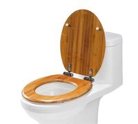 Lunette de toilette en bois à fermeture amortie - Siège de toilette ovale en bois moulé avec charnières en acier inoxydable | Design anti-claquement à fermeture silencieuse, couvercle de toilette