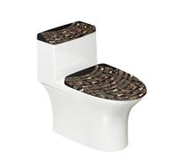 Lunette de Toilette Étagère Noire Marron Ensemble de Housses pour WC avec Fond élastique et Housse Anti Poussière Couvercle de Réservoir de Toilette Deco Salle de Bain (6 pièces)