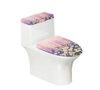 Lunette de Toilette Fleur Rose Rétro Ensemble de Housses pour WC avec Fond élastique et Housse Anti Poussière Couvercle de Réservoir de Toilette Deco Salle de Bain (4 pièces)