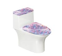 Lunette de Toilette Papillon Bleu Rose Ensemble de Housses pour WC avec Fond élastique et Housse Anti Poussière Couvercle de Réservoir de Toilette Deco Salle de Bain (6 pièces)