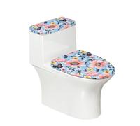 Lunette de Toilette Papillon Fleur Rose Ensemble de Housses pour WC avec Fond élastique et Housse Anti Poussière Couvercle de Réservoir de Toilette Deco Salle de Bain (4 pièces)