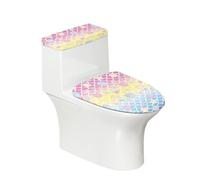 Lunette de Toilette Shell Rose Bleu Ensemble de Housses pour WC avec Fond élastique et Housse Anti Poussière Couvercle de Réservoir de Toilette Deco Salle de Bain (4 pièces)