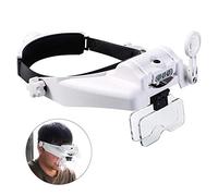 Lunette Loupe avec Éclairage LED Frontale Verre Grossissant 5 Lentilles Détachables pour Lecture, Maquette, Chirurgicale, Couture, Bijoux et Tous Les Travaux de Précision
