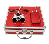 Lunette Loupe Dentaire, 2.5X/3.5X Haute-Définition Optique Lunette Loupe Grossissante Dentaire, avec Sangle Anti-Dérapante, pour Examen Dentaire et Travail de Précision(Red,2.5X)