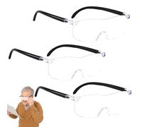Lunette Loupe Grossissante, 3 Pièces Lecture Lunettes Loupe Portable pour Porteurs pour Couture, Artisanat, Regarder Les Ordinateurs, Réparation Aide à la Lecture (Noir)