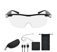 Lunette Loupe Grossissante avec Lumière, Lunettes loupes avec Lumière LED Rechargeables, Loupe Mains Libres Anti-lumière Bleue, Lunettes Grossissantes avec étui à Lunettes, Loupe de Lecture Mains Libr