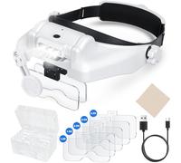 Lunette Loupe Grossissante, Loupe Frontale Serre-Tête avec Lumière LED
