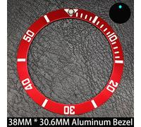 Lunette Lumineuse Bleue En Céramique/Aluminium Inclinée De 38Mmx30.6Mm,Gmt Et Insert De Montre De Plongée Adapté Au Boîtier De Montre De Remplacement De 40Mm.No.9 Aluminum.