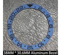 Lunette Lumineuse Bleue En Céramique/Aluminium Inclinée De 38Mmx30.6Mm,Gmt Et Insert De Montre De Plongée Adapté Au Boîtier De Montre De Remplacement De 40Mm.No.119 Aluminum.