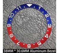 Lunette Lumineuse Bleue En Céramique/Aluminium Inclinée De 38Mmx30.6Mm,Gmt Et Insert De Montre De Plongée Adapté Au Boîtier De Montre De Remplacement De 40Mm.No.150 Aluminum.