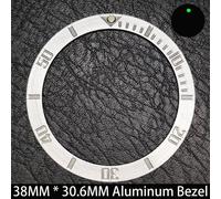 Lunette Lumineuse Bleue En Céramique/Aluminium Inclinée De 38Mmx30.6Mm,Gmt Et Insert De Montre De Plongée Adapté Au Boîtier De Montre De Remplacement De 40Mm.No.102 Aluminum.