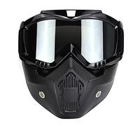 Lunette Moto Cross, Masque Moto Cross Verres de moto Motocross Moto Moto Riding lunettes détachables Goggle Protection UV Protection de ski Vélo Vélo Vélo Open Face Casque Masque(Silver Lens)