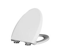 Lunette WC ovale allongée à fermeture amortie avec libération rapide pour un nettoyage facile et fixation par le haut, 38,5 x 46 cm, accessoire de salle de bain durable