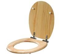 Lunette WC ronde en bois avec fermeture douce, charnières en acier inoxydable, libération rapide pour un assemblage facile, couvercle en bambou naturel anti-pincement - Durable et élégant pour salle